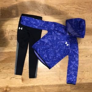 Girls Under Armour 2 Piece Set Sz 6 top, Xs Pants